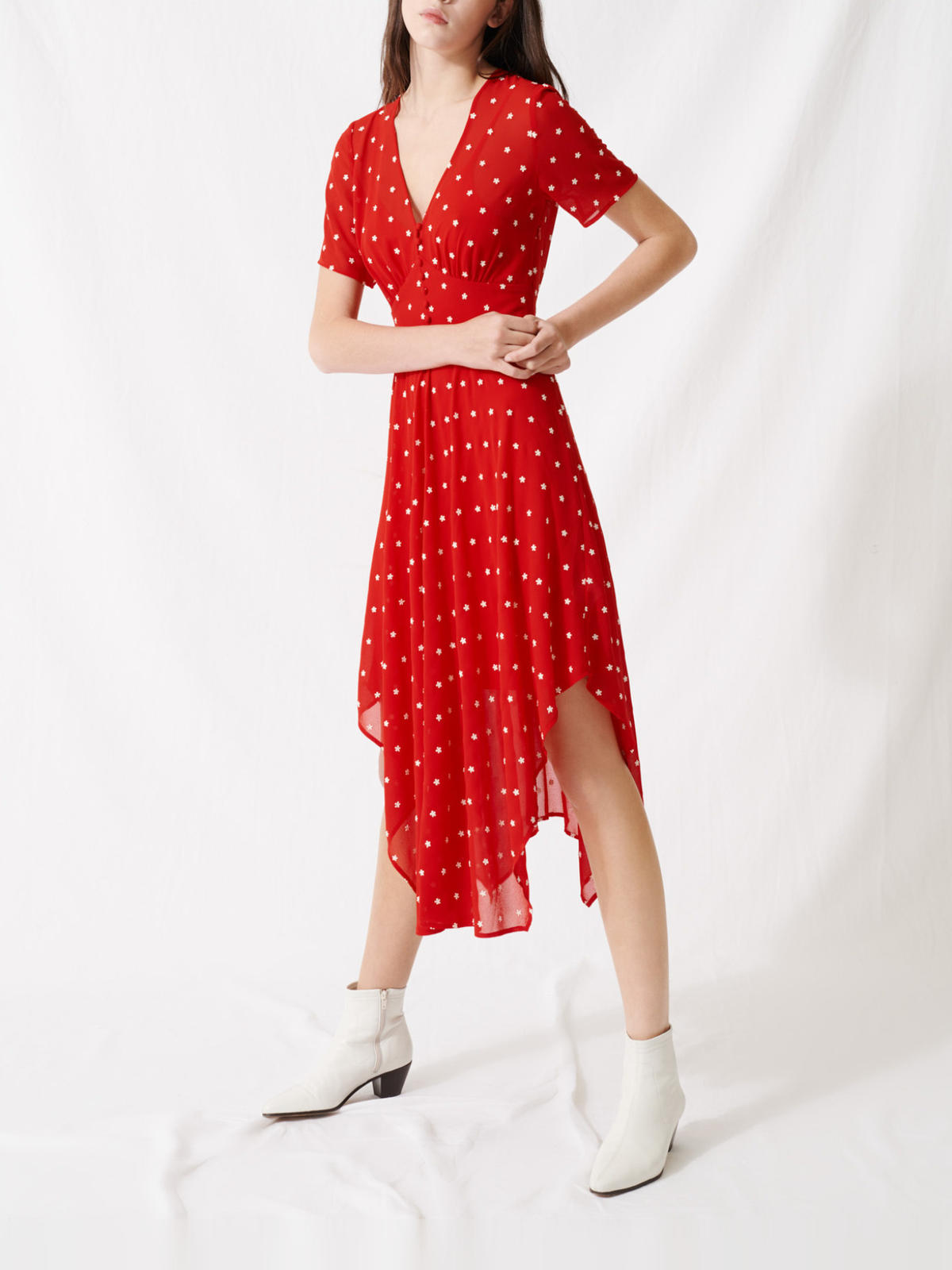Maje Seconde Main - Robe longue en mousseline brodée